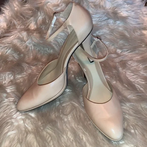 Nine West Playground Leather Pumps w/ Ankle Strap Nude Womens Shoe Size 9.5M - Picture 2 of 15